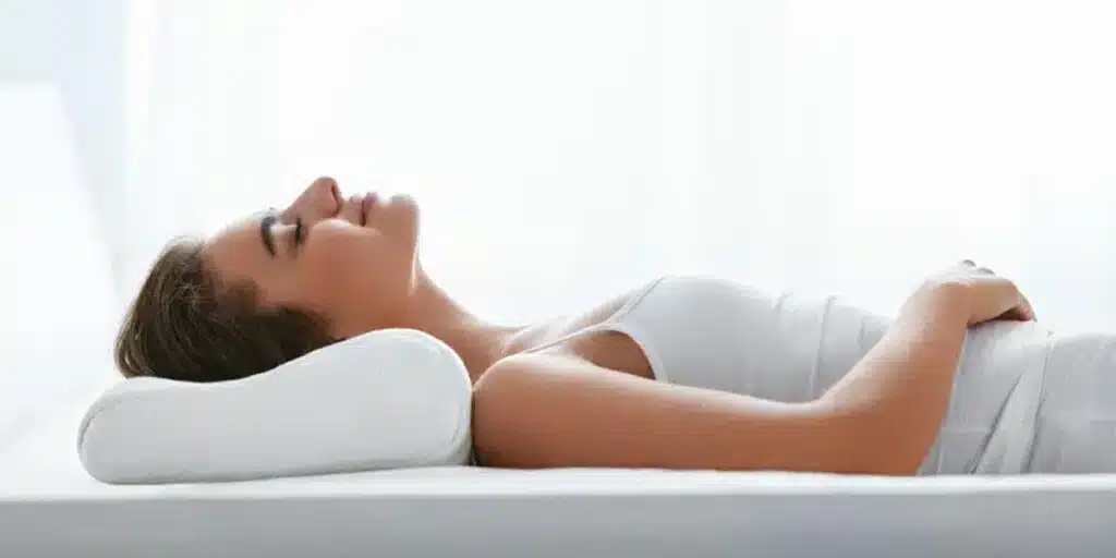 neck-cradling cushions are shaped to support the natural curve of your neck and stabilize your head throughout the night